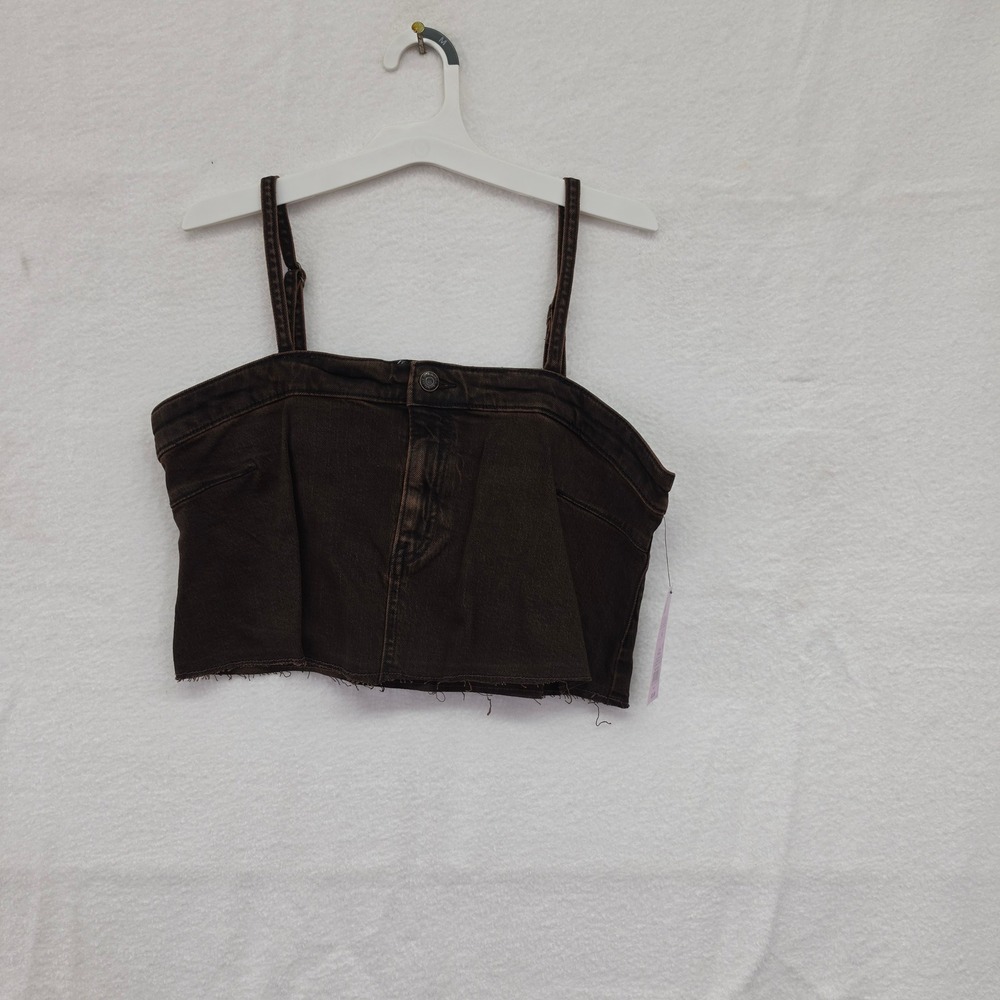 *NWT* Wild Fable Womens Brown Denim Cropped Cami Top Adjustable Straps Size M